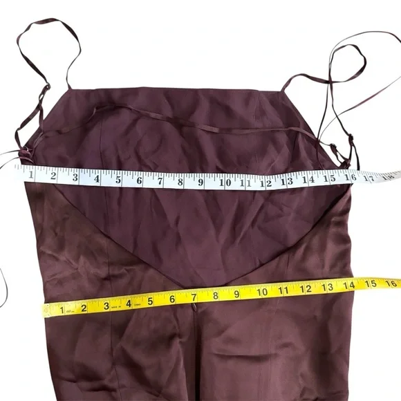 Reformation 100% silk Melina Brown Dress NEW - Picture 7 of 10